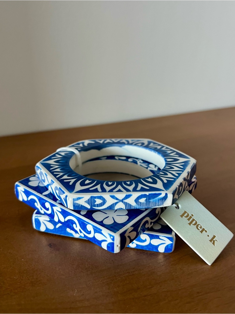 NWT | Piper K Blue & White Ceramic-Inspired Bangle Set